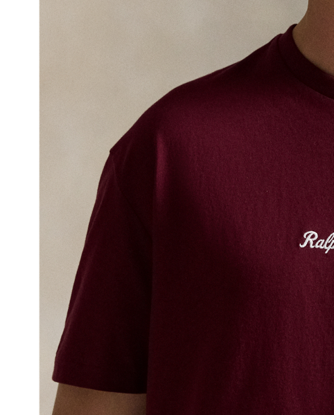 In addition to our signature Pony, this cotton T-shirt features our  Ralph Lauren Lauren logo embroidered on the front in script letters.