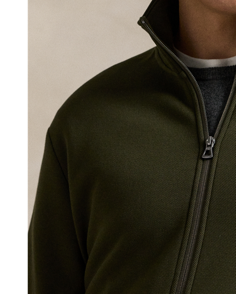 This cotton-blend track jacket is crafted from a smooth double-knit fabric that features a mesh underside. At the left chest, it is intricately embroidered with the iconic Polo Pony for a signature finish.