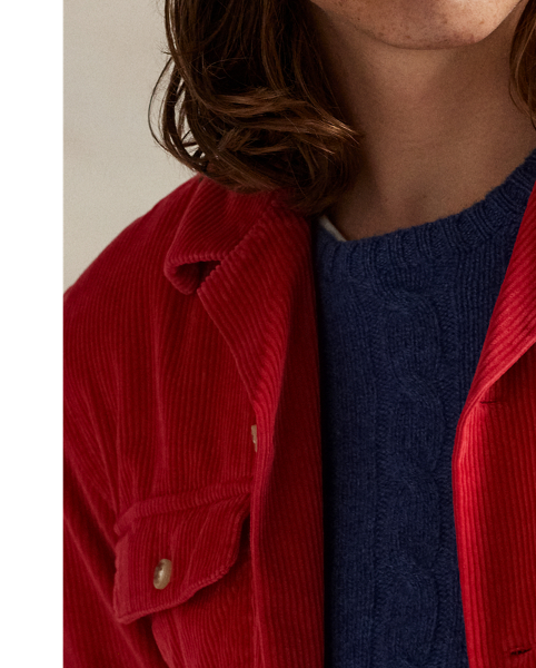 This layer's wide-wale corduroy ensures warmth during brisk days while maintaining the laid-back look of a traditional camp shirt design.