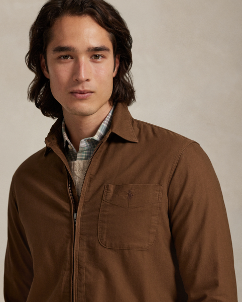 Our oxford cloth is developed with a secret wash, which gives it instant character, ease and a heathered softness, producing what we refer to as "the perfect rumple". The formula is so unique that it's been kept in a safe for more than three decades. This overshirt is crafted from our signature fabric and garment-dyed to create tonal dimension.