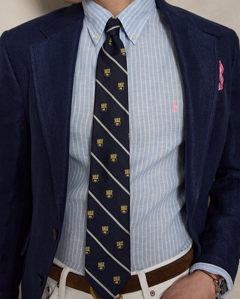 Camicia in Lino a Righe Custom-Fit Ralph Lauren