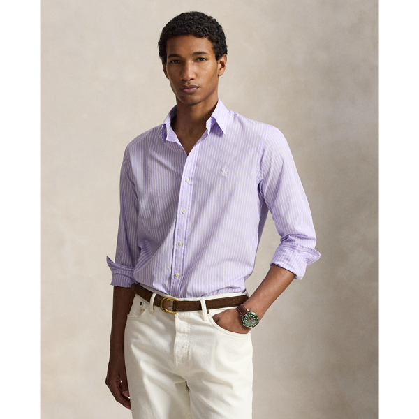 Camicia in Popeline a Righe Custom-Fit Ralph Lauren