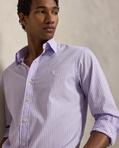 Camicia in Popeline a Righe Custom-Fit Ralph Lauren