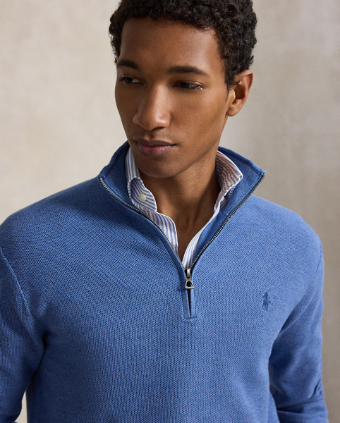 Maglia in Piqué di Cotone con Cerniera Ralph Lauren