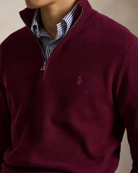 Maglia Piqué in Cotone Ralph Lauren con Cerniera