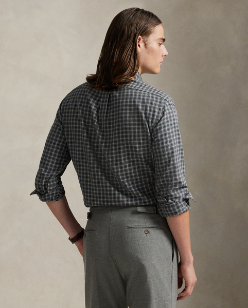 This plaid shirt is crafted with lightweight cotton twill that has been peached for unparalleled softness.