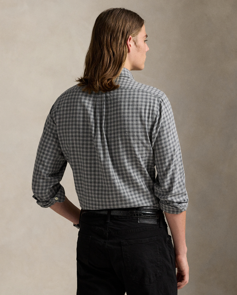 This plaid shirt is crafted with lightweight cotton twill that has been peached for unparalleled softness.