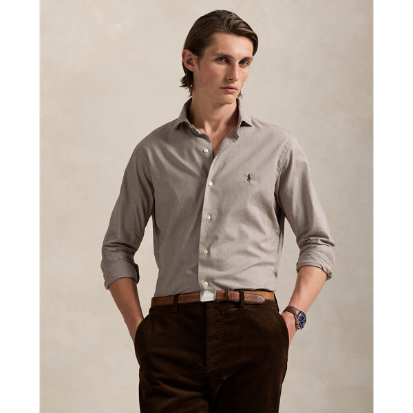 This houndstooth shirt is crafted from lightweight cotton twill, which has been peached for unparalleled softness.