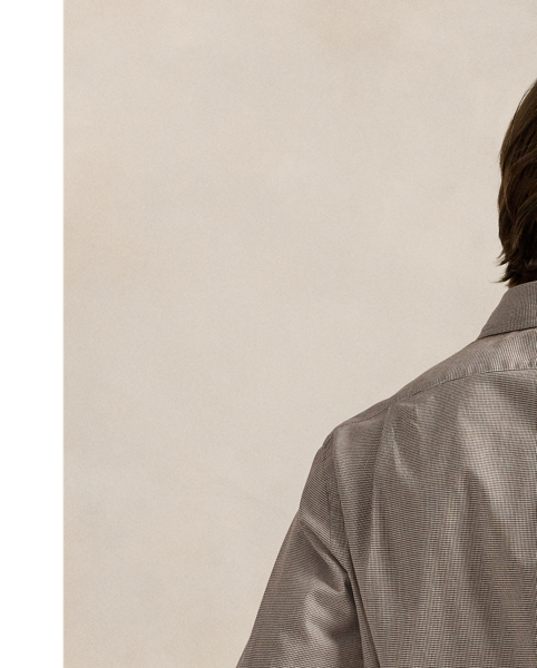 This houndstooth shirt is crafted from lightweight cotton twill, which has been peached for unparalleled softness.