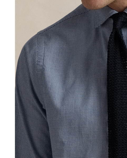 This houndstooth shirt is crafted from lightweight cotton twill, which has been peached for unparalleled softness.