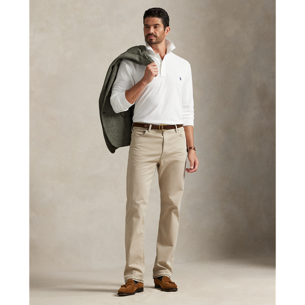 The Varick features a regular rise and a slim, straight-leg silhouette, which is fitted through the thigh and relaxed from the knee down. This Big & Tall pair is crafted from stretch cotton sateen and finished with our signature embroidered Pony.