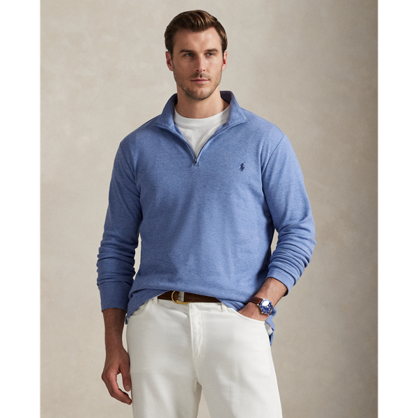 This quarter-zip Big & Tall pullover is crafted from a cotton-blend jacquard fabric and finished with our signature embroidered Pony.