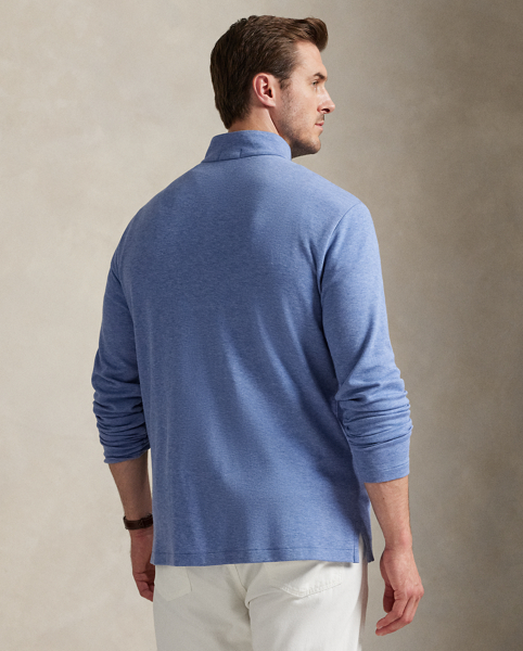 This quarter-zip Big & Tall pullover is crafted from a cotton-blend jacquard fabric and finished with our signature embroidered Pony.