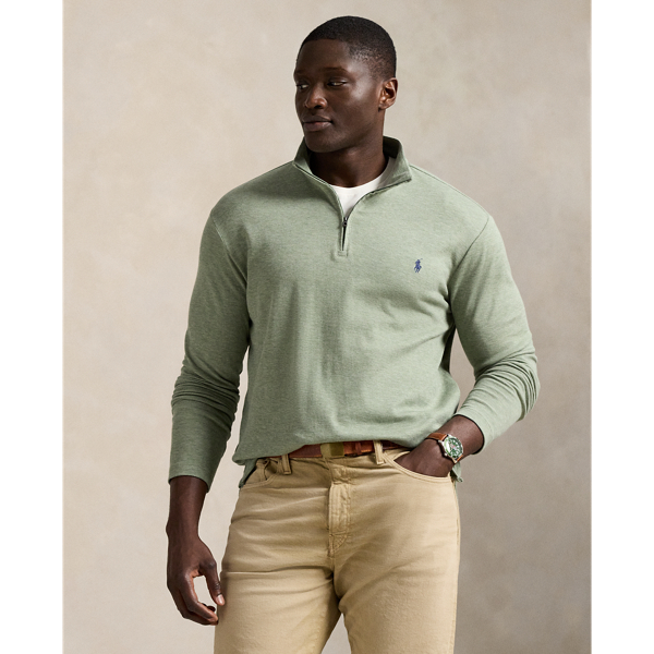 This quarter-zip Big & Tall pullover is crafted from a cotton-blend jacquard fabric and finished with our signature embroidered Pony.