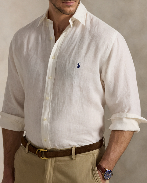 This Big & Tall shirt is crafted with lightweight linen and finished with our signature embroidered Pony for an iconic Polo look.