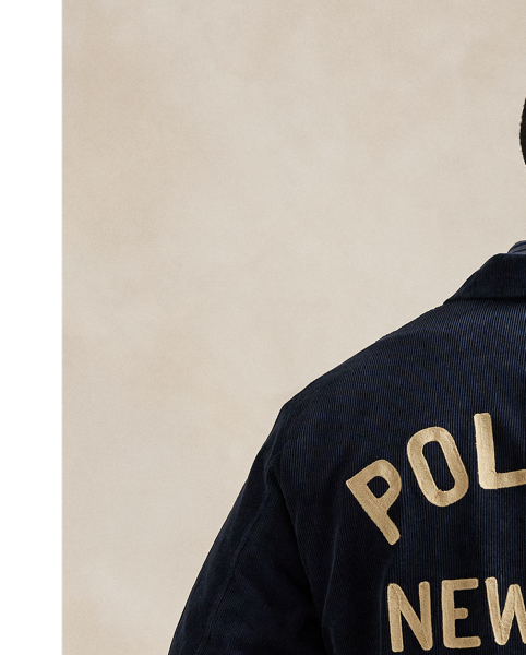 In wide-wale corduroy, this Big & Tall jacket features varsity-inspired artwork from the  Ralph Lauren Lauren archive.