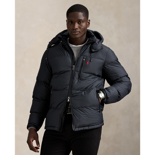 Made from water-repellent ripstop fabric, this Big & Tall jacket is insulated with 650-fill-power down and constructed with a detachable hood.