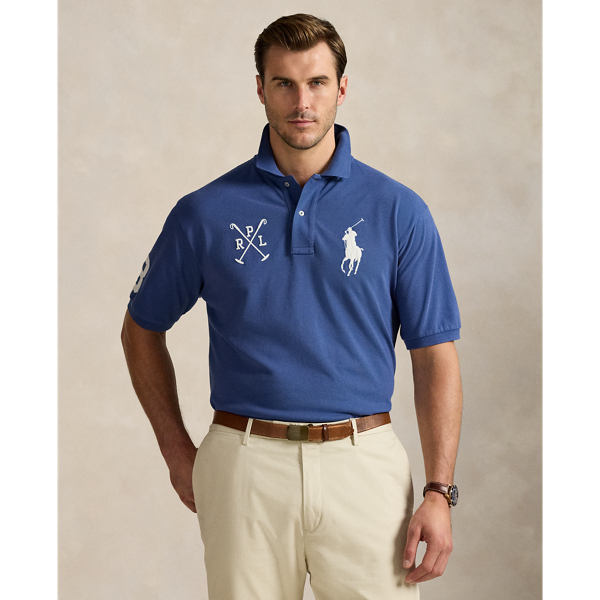 An American style standard since 1972, the Polo shirt has been imitated but never matched. Over the decades, Ralph Lauren Lauren has re-imagined his signature style in a wide array of colours and fits, yet all retain the quality and attention to detail of the iconic original. This Big & Tall version is made with our highly breathable cotton mesh and features a twill "3" patch, which is the number typically worn by a polo team's strongest player.