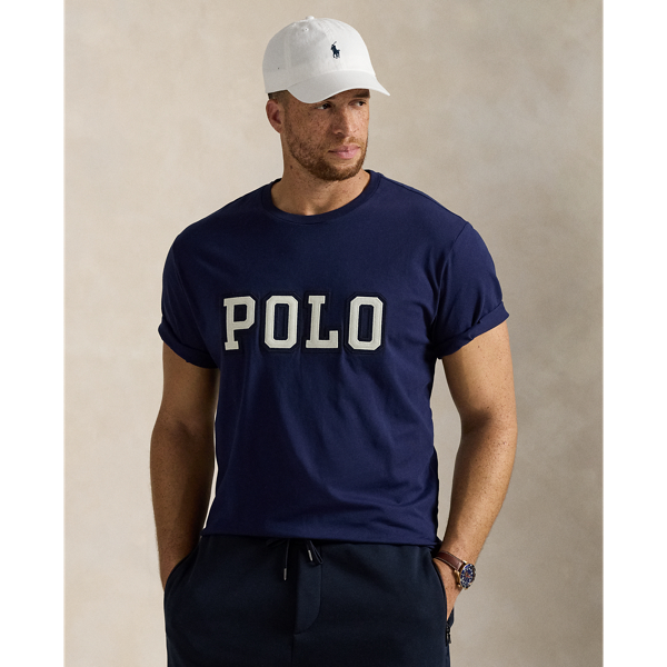 This Big & Tall cotton T-shirt features our logo rendered in letterman-style appliqués and our signature embroidered Pony.