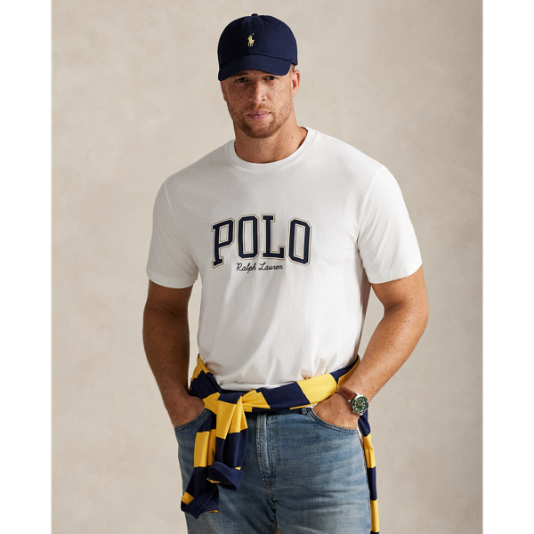 In addition to our signature embroidered Pony, this cotton Big & Tall T-shirt features our "Polo  Ralph Lauren Lauren" logo rendered in block letters and script.