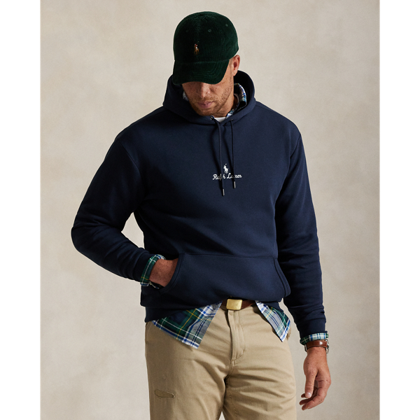 In addition to our signature Pony, this cotton-blend Big & Tall hoodie features our logo embroidered on the front in script letters.