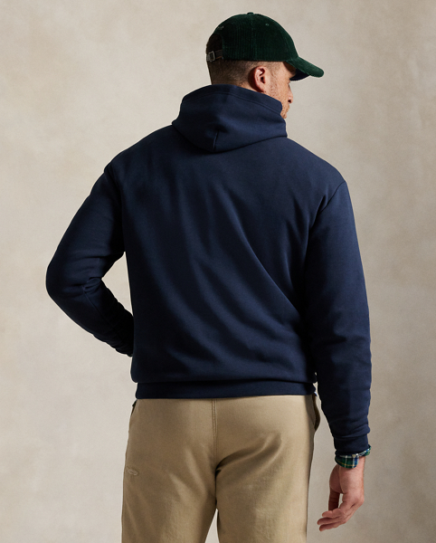 In addition to our signature Pony, this cotton-blend Big & Tall hoodie features our logo embroidered on the front in script letters.