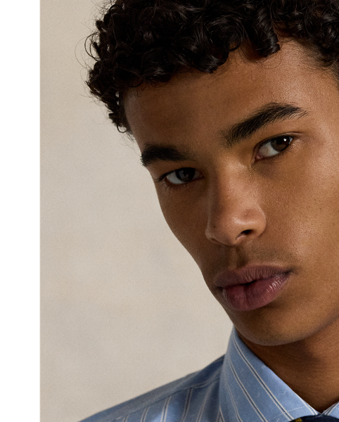 This lightweight shirt combines vintage-inspired stripes, silky cotton cloth and genuine mother-of-pearl buttons for a polished Polo look.