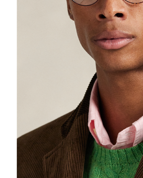 Created to mark the 50th anniversary of  Ralph Lauren Lauren, the RL67 jacket draws inspiration from a blazer that has been a treasured part of Mr Lauren's wardrobe since 1971. This reinterpretation is crafted with Italian wide-wale corduroy and finished with braided leather buttons.