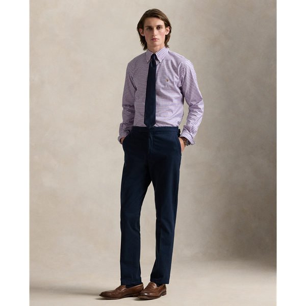 These flat-front trousers are crafted from a custom-developed stretch chino cloth and garment-dyed to create a relaxed look.