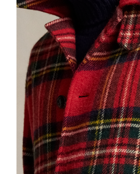 To create this coat's plaid tweed, Irish wool yarn was spun, dyed and custom-woven by Ireland's Magee 1866 mill, which has been a  Ralph Lauren Lauren partner for more than 50 years.