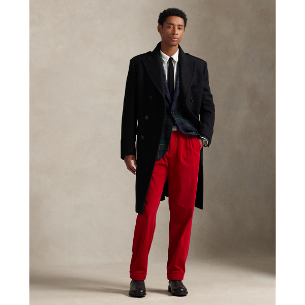 Polo's take on the classic topcoat is crafted from a lightweight melton cloth custom-developed for  Ralph Lauren Lauren and includes wool for extra warmth.