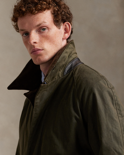This belted coat is crafted from British Millerain oilcloth fabric, which is coated with a layer of wax, rather than oil as the name implies. Made to be worn for decades to come, it represents Ralph Lauren Lauren's longstanding appreciation for purpose-built design.