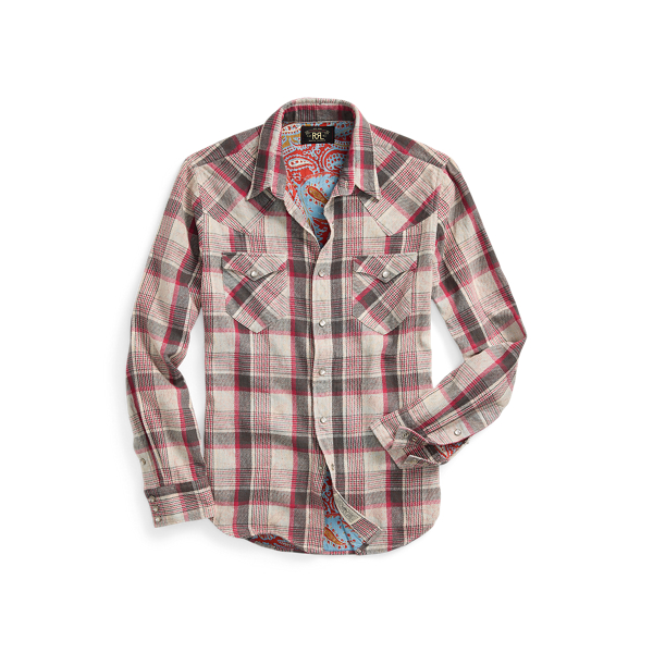 Slim Plaid Double Cloth Western Shirt