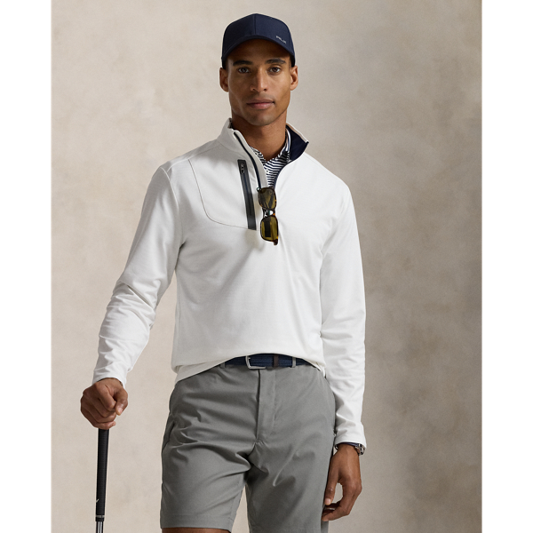 This pullover is crafted from soft peached jersey, which is woven with extra stretch for added comfort and ease of movement.