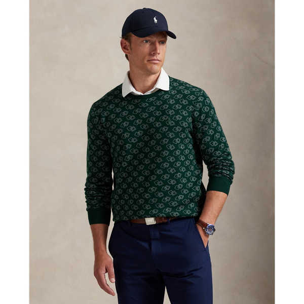 This jumper is jacquard-knit with an Art Deco-inspired geometric pattern, while COOLMAX fibres help to keep you cool, dry and comfortable.