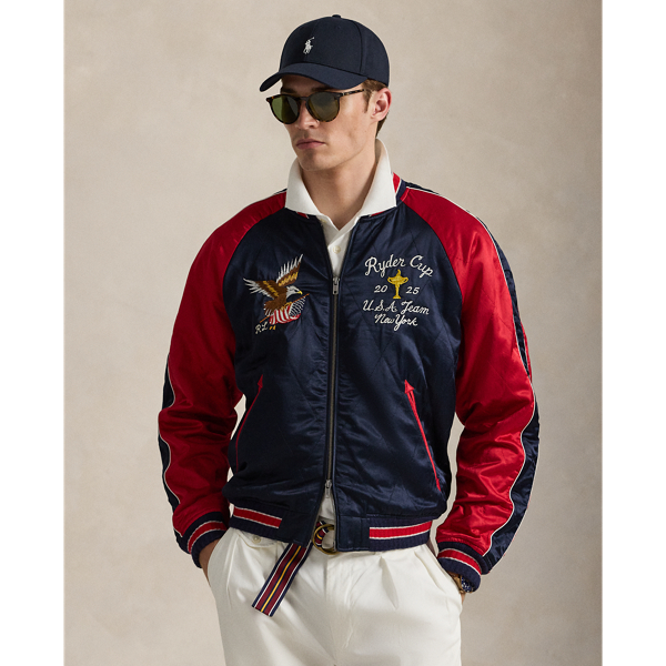 Designed for our 2025 US Ryder Cup Team Collection, this satin jacket commemorates the competition's location with an outline of New York State combined with landmarks and Americana-inspired iconography.