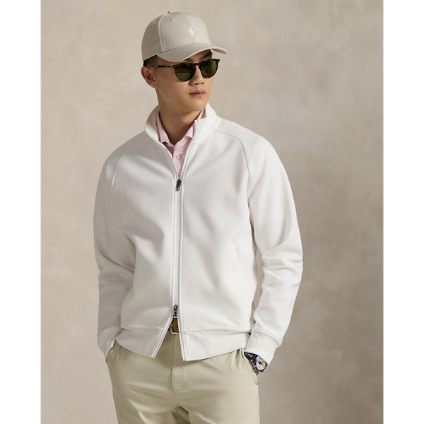 This mockneck jacket is crafted from a smooth double-knit fabric that's developed with a water-repellent finish to help keep you dry in rainy weather.