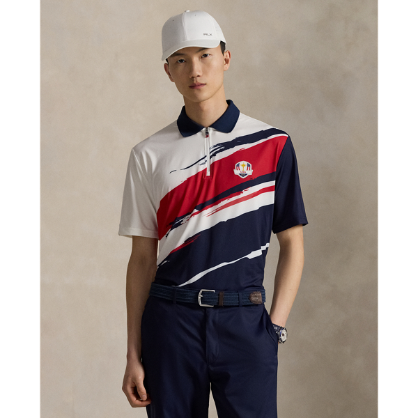 Designed for our 2025 U.S. Ryder Cup Team Collection, this Polo shirt is based on the players' uniform that will be worn for practice on Monday 22 September, and is updated with the RLX logo. It is crafted from moisture-wicking stretch jersey for added comfort and features a brushstroke-style motif in red, white and blue.