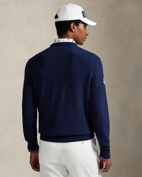Designed for our 2025 U.S. Ryder Cup Team Collection, this jumper is based on a layering option we developed for the team's uniform and updated with a hand-embroidered RLX logo. It features a mesh-knit construction rendered in combed cotton yarns for softness and durability.