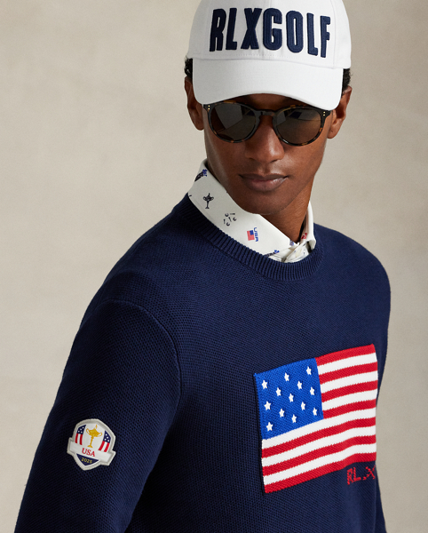 Designed for our 2025 U.S. Ryder Cup Team Collection, this jumper is based on a layering option we developed for the team's uniform and updated with a hand-embroidered RLX logo. It features a mesh-knit construction rendered in combed cotton yarns for softness and durability.