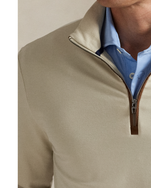 This pullover's stretch French terry is made from a comfortable cotton blend and developed to repel water.