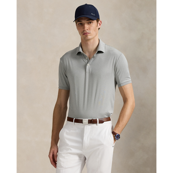 This Polo shirt is crafted from stretch jersey, which is both lightweight and breathable. Its moisture-wicking properties help keep you cool and comfortable all day long.
