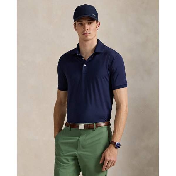 This Polo shirt is crafted from stretch jersey, which is both lightweight and breathable. Its moisture-wicking properties help keep you cool and comfortable all day long.
