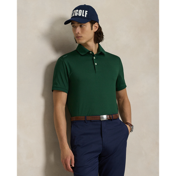 This Polo shirt is crafted from stretch jersey, which is both lightweight and breathable. Its moisture-wicking properties help keep you cool and comfortable all day long.