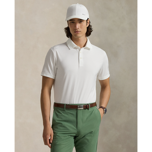 This Polo shirt is crafted from stretch jersey, which is both lightweight and breathable. Its moisture-wicking properties help keep you cool and comfortable all day long.