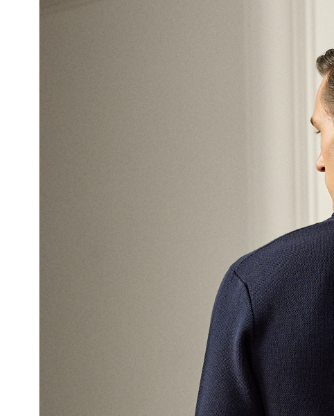 This jumper pays homage to  Ralph Lauren Lauren's legendary Polo shirt with its distinctive double-piqué construction, which echoes the iconic mesh texture. The use of worsted wool yarn from Italy demonstrates Purple Label's dedication to superior materials and impeccable craftsmanship.