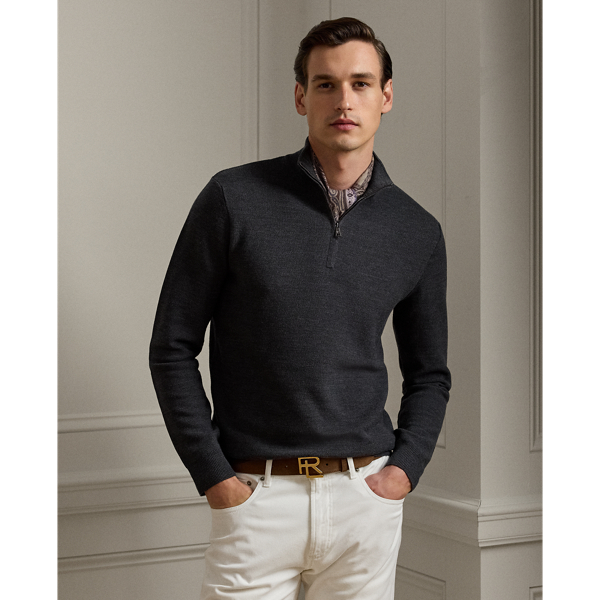 This jumper pays homage to  Ralph Lauren Lauren's legendary Polo shirt with its distinctive double-piqué construction, which echoes the iconic mesh texture. The use of worsted wool yarn from Italy demonstrates Purple Label's dedication to superior materials and impeccable craftsmanship.