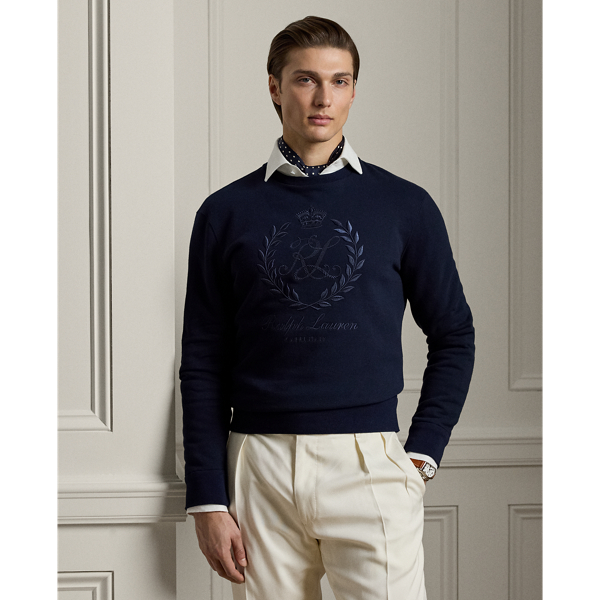 This sweatshirt is crafted in Italy with cotton-blend fleece that is brushed for exceptional softness. At the front, it features 3D textured embroidery of a custom-developed " Ralph Lauren Lauren" crest.