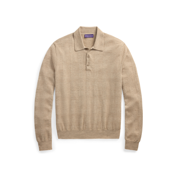 Pull col polo prince-de-galles cachemire - Purple Label - Modalova