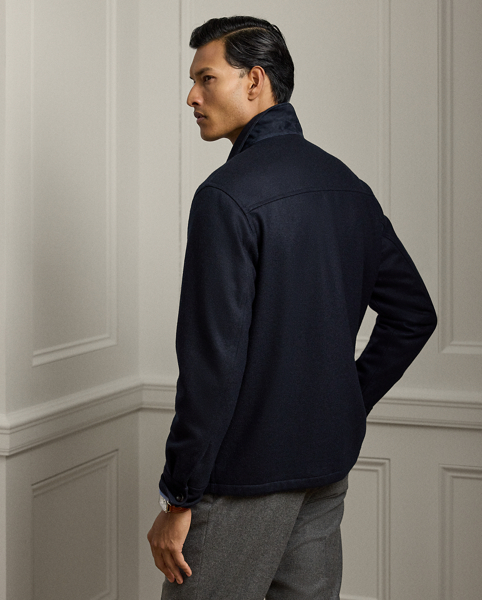 Masterfully crafted in Italy, this shirt jacket elevates utilitarian-inspired style into the realm of luxury with its double-faced cashmere-blend jersey. The medium-weight design offers effortless refinement with its relaxed silhouette, which is partially lined with sumptuous silk. Distinctive suede details reflect Ralph Lauren Lauren's meticulous attention to detail.